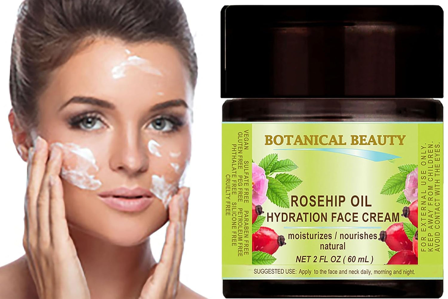 Crema hidratante facial con aceite de rosa mosqueta