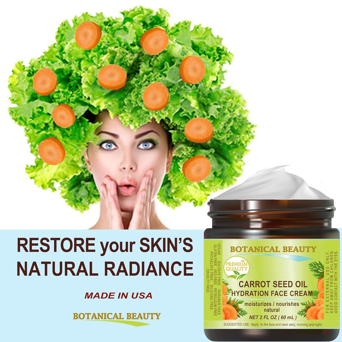 Crema hidratante facial con semillas de zanahoria