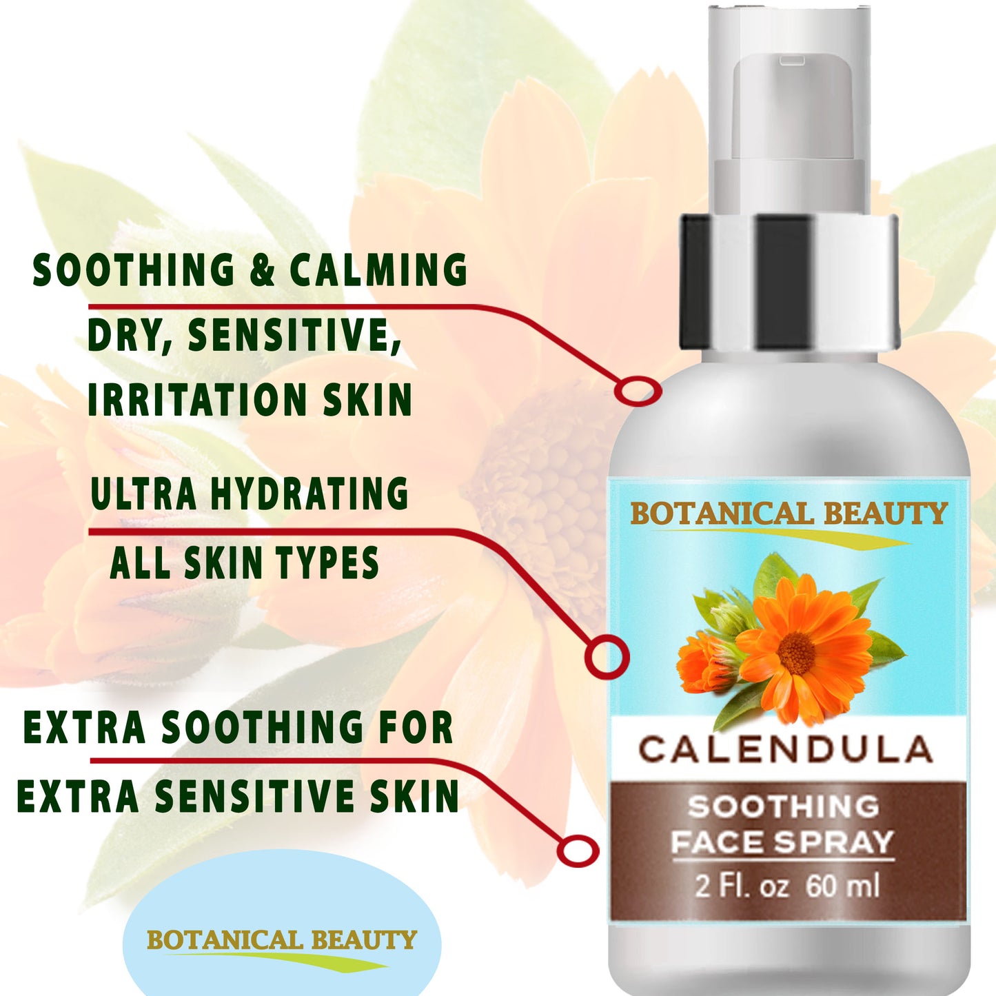 Spray facial calmante de caléndula