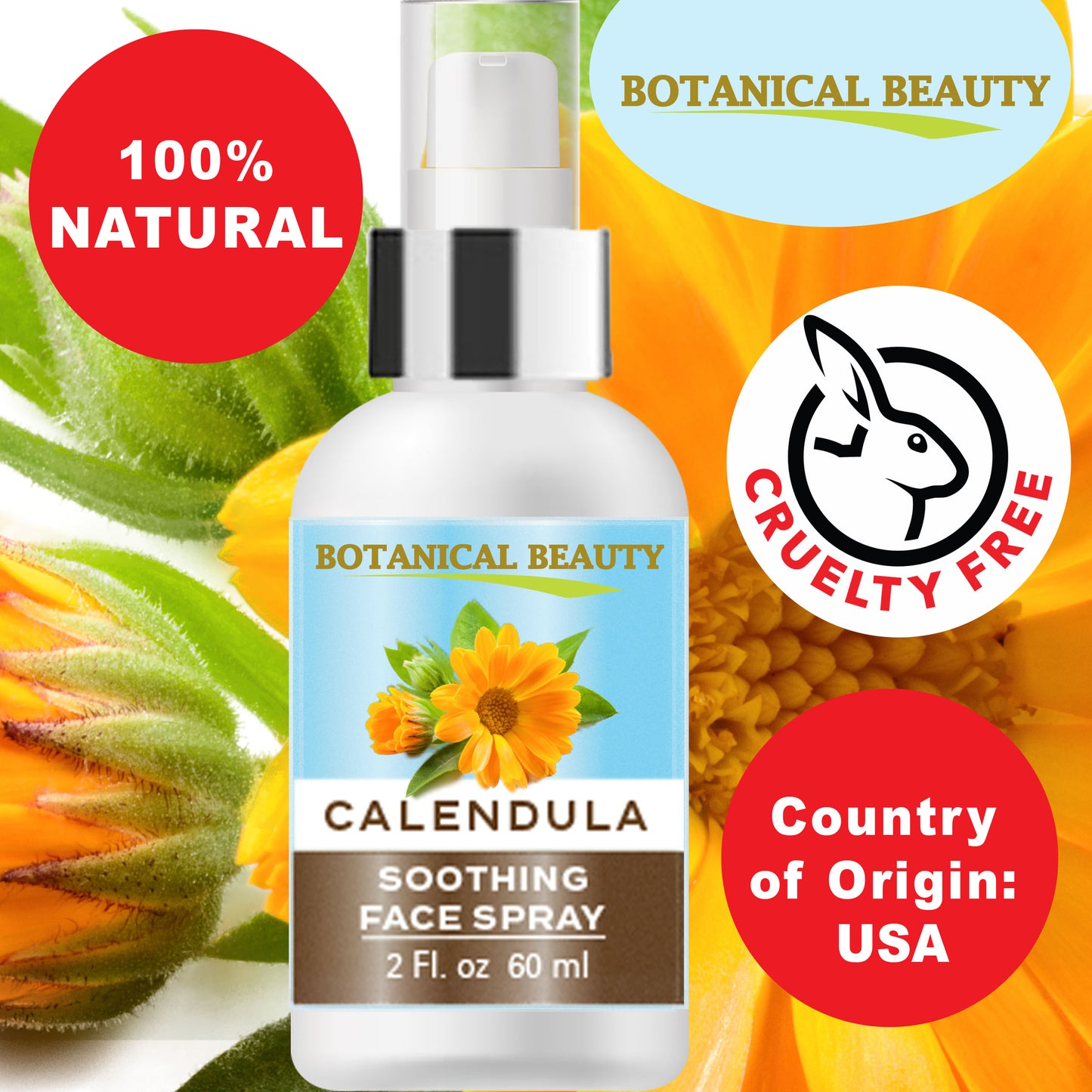Spray facial calmante de caléndula