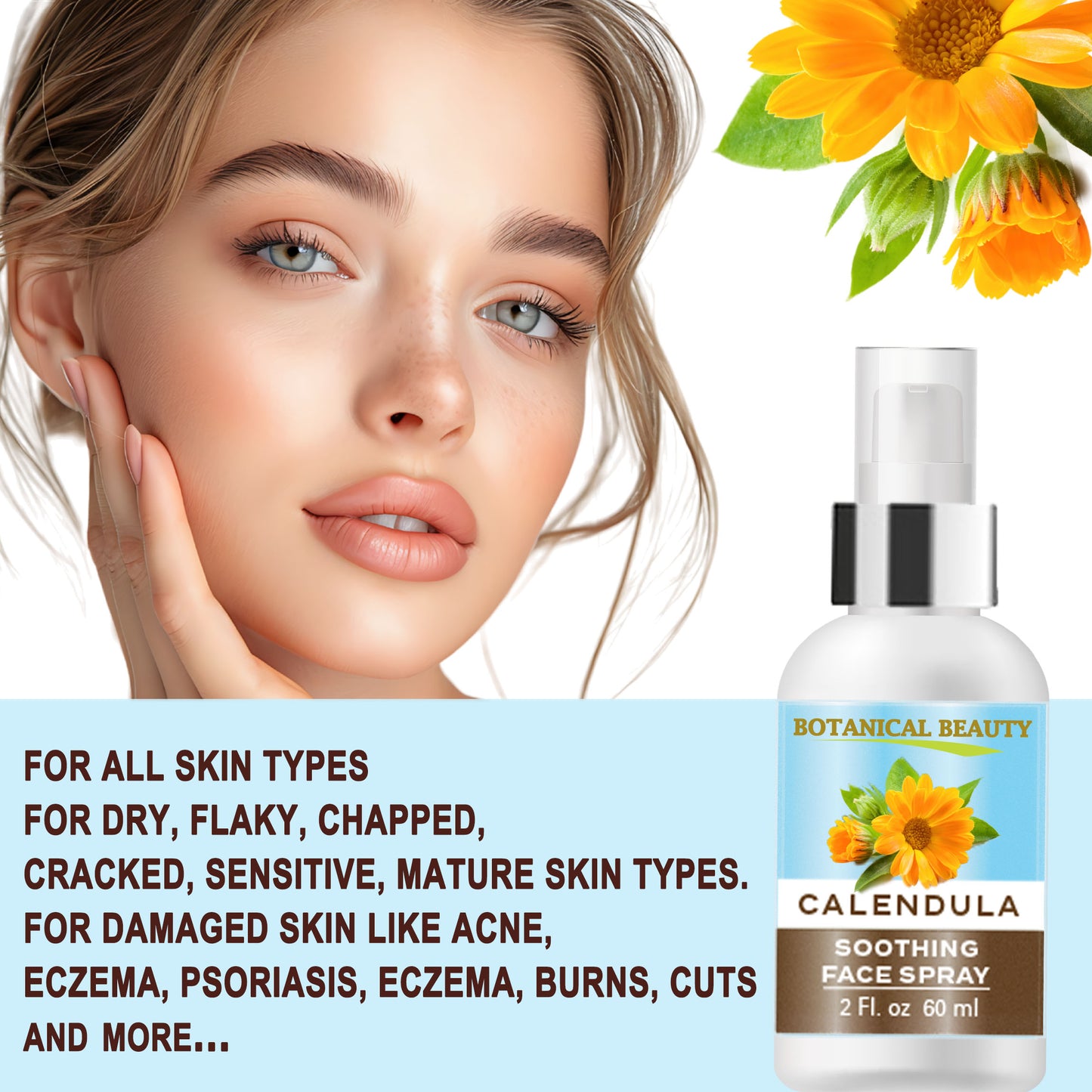 Spray facial calmante de caléndula