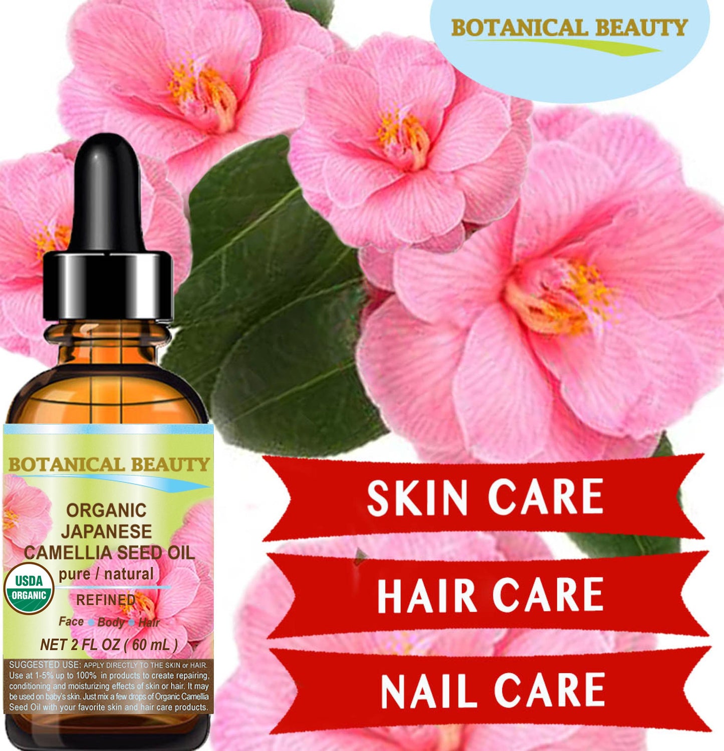 Aceite de semilla de camelia japonesa orgánica