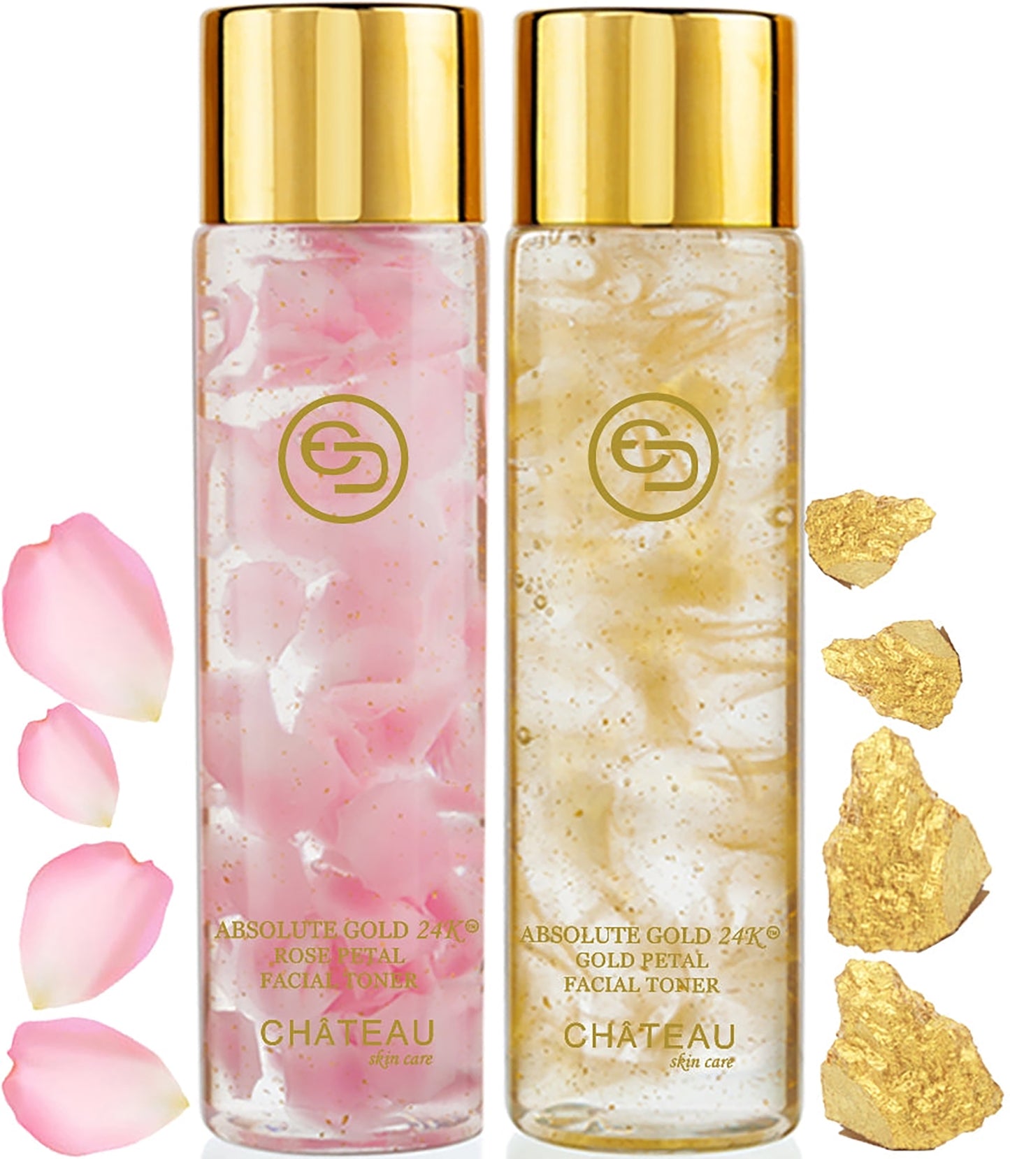 Tónicos faciales hidratantes con pétalos de rosa y pétalos de oro Absolute Gold 24K (paquete de 2)